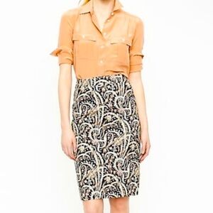 J. Crew Formal Skirt - multicolored feather paisley pattern